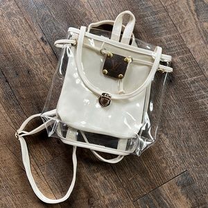 Clear backpack with LV patch